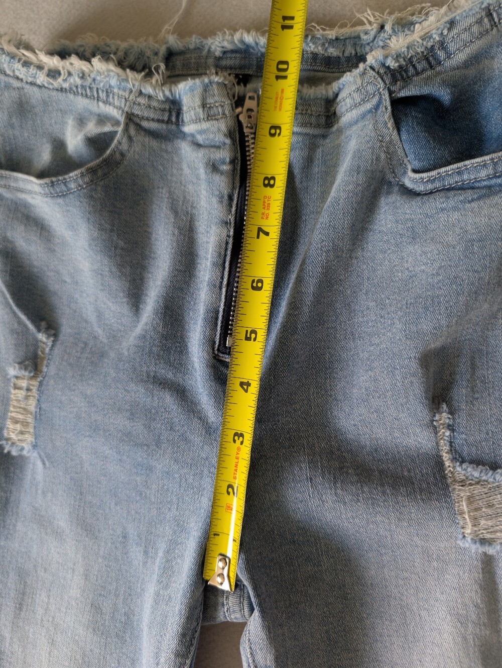 Y2K Style Raw Cut Distressed Light Wash Flare Jeans High Waist Size Small image 9
